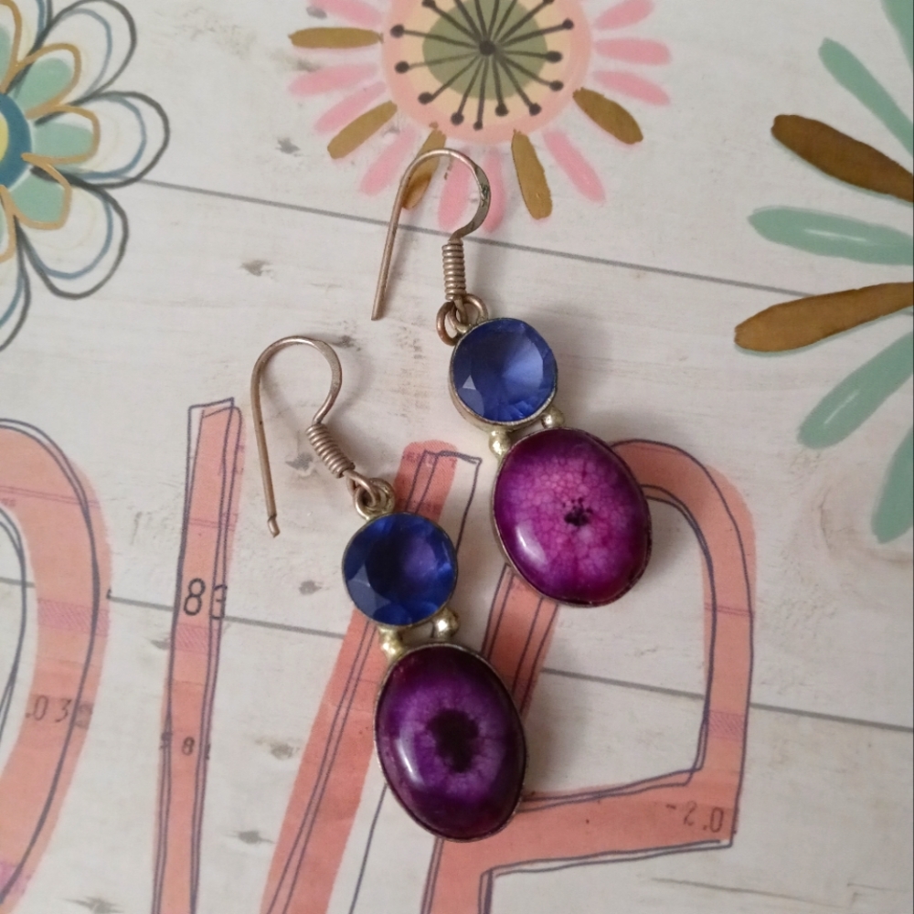 Purple and blue earrings